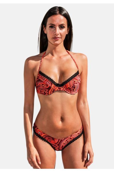 Scilly 3 pièces | Maillot de bain femme sexy bikini orange noir blanc bleu rose